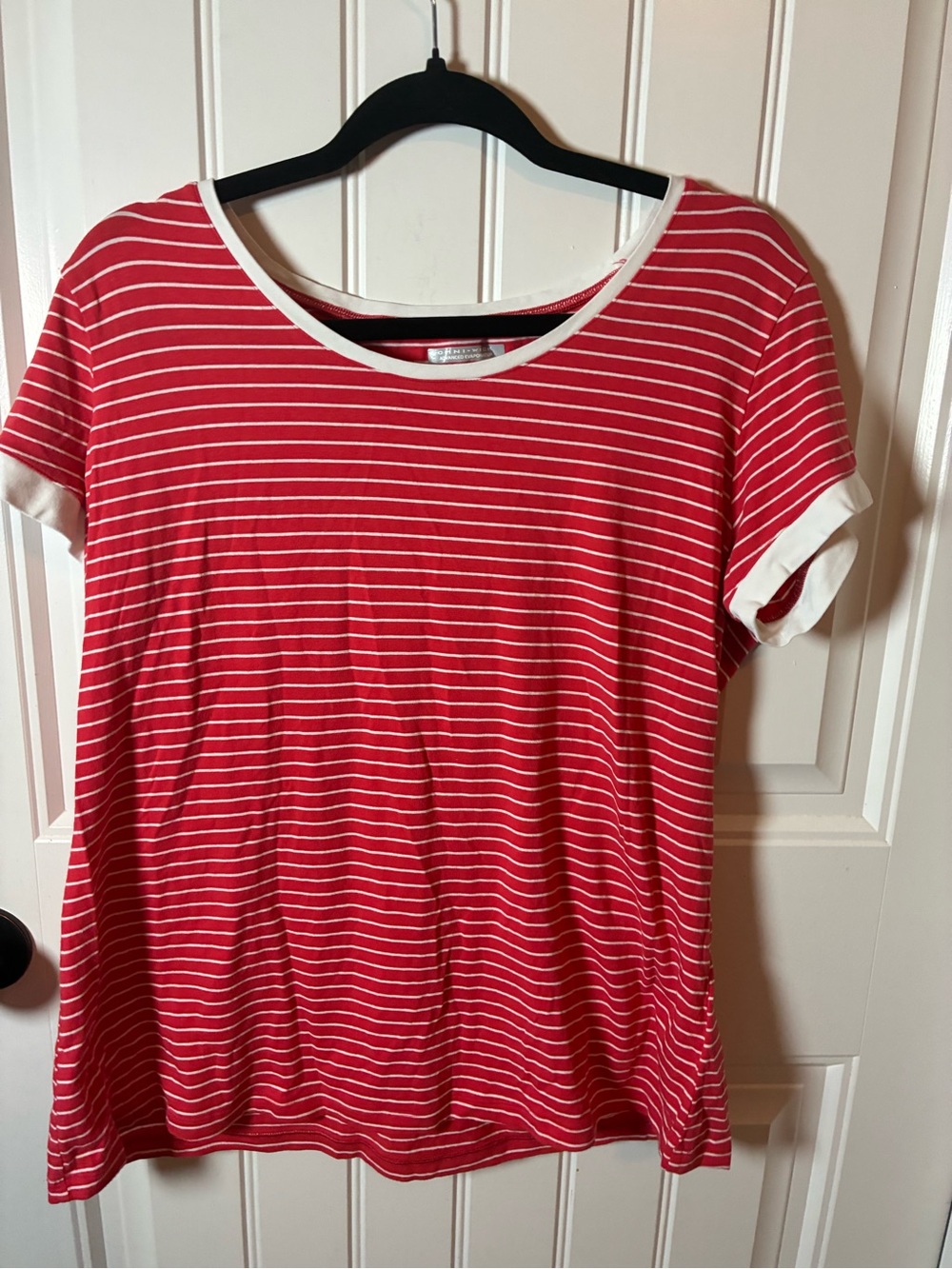 Columbia Red & White Striped Short Sleeve Crew Tee